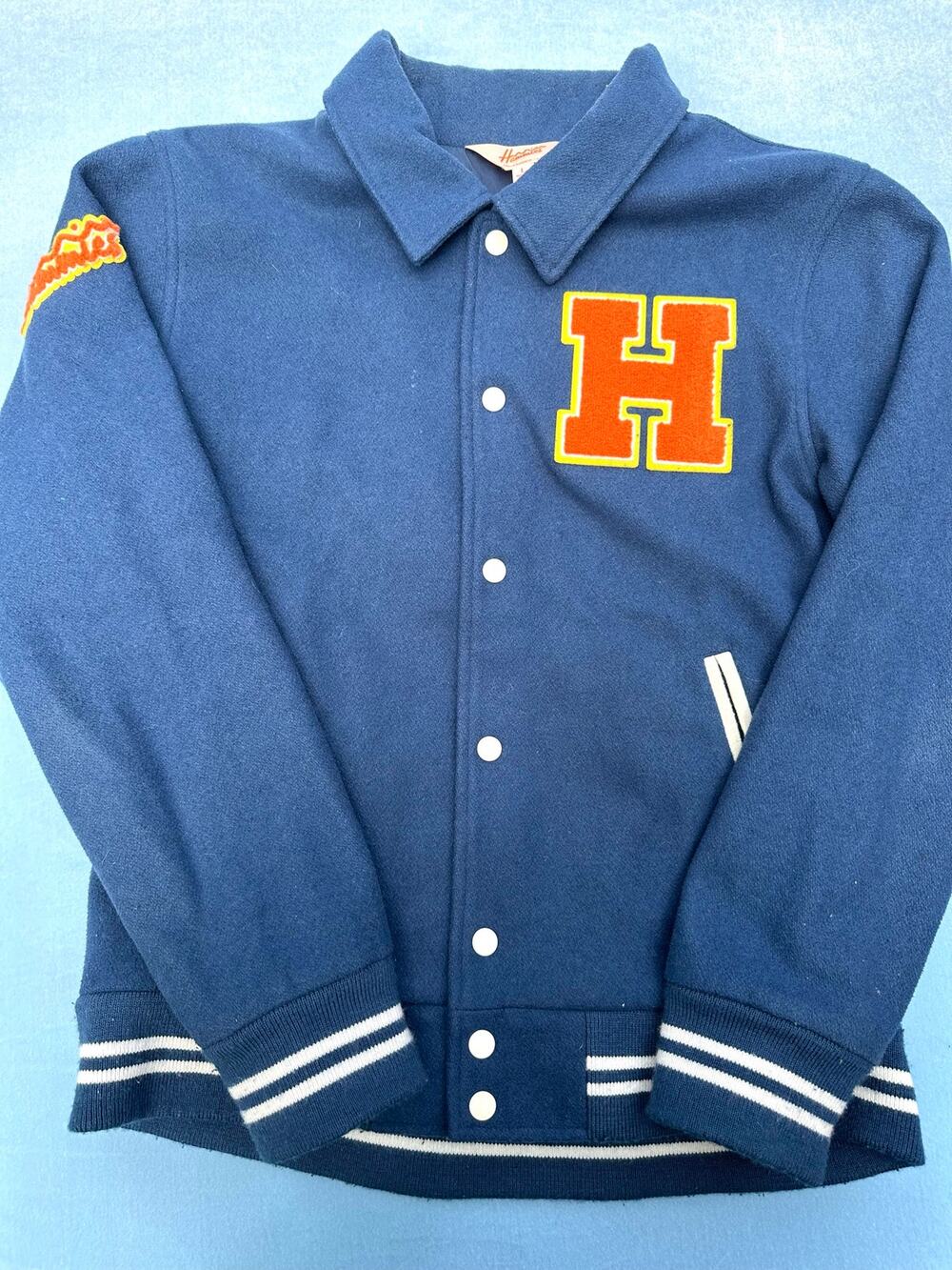 Hammies Blue Varsity Jacket Orange H Letterman Retro Corduroy Mens Size L